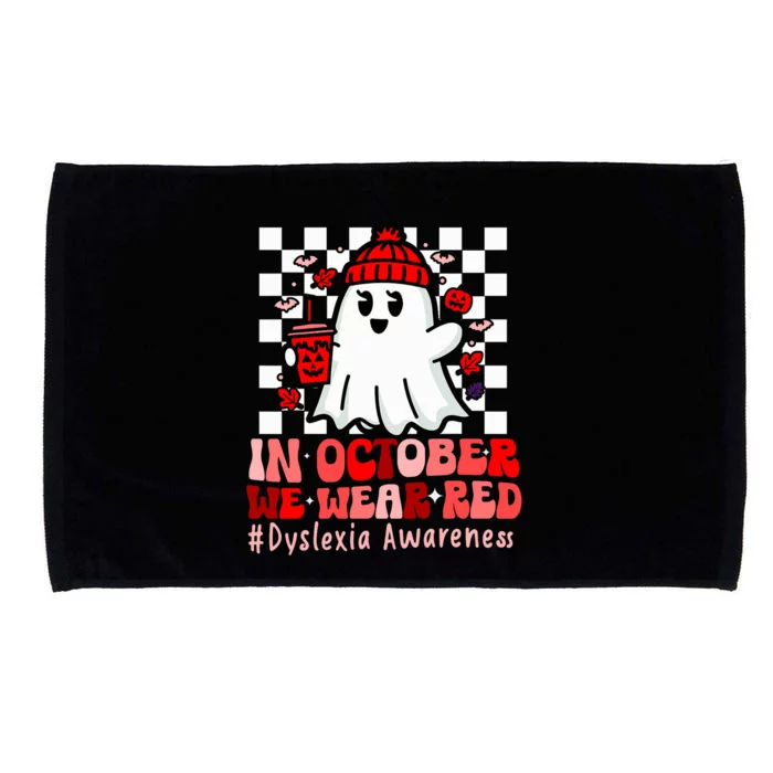 I Wear Red Dyslexia Awareness Month Ghost Halloween Microfiber Hand Towel