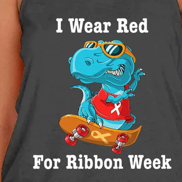 I Wear Red For Ribbon Week Awareness Trex Women's Knotted Racerback Tank