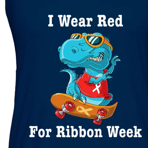 I Wear Red For Ribbon Week Awareness Trex Ladies Essential Flowy Tank