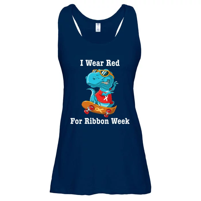 I Wear Red For Ribbon Week Awareness Trex Ladies Essential Flowy Tank