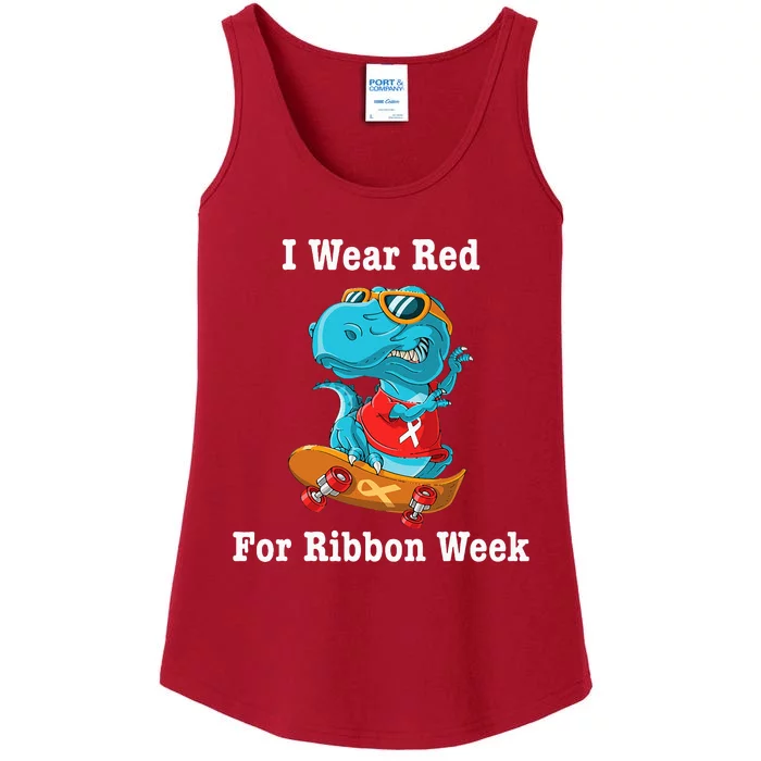 I Wear Red For Ribbon Week Awareness Trex Ladies Essential Tank