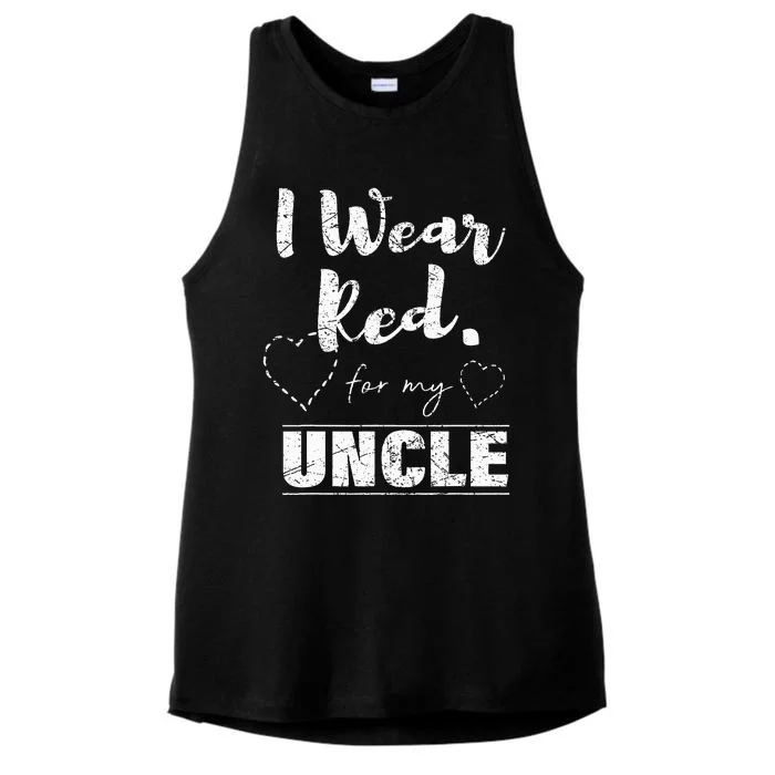 I Wear Red for my Uncle Tee Heart Disease Awareness Gift Ladies Tri-Blend Wicking Tank