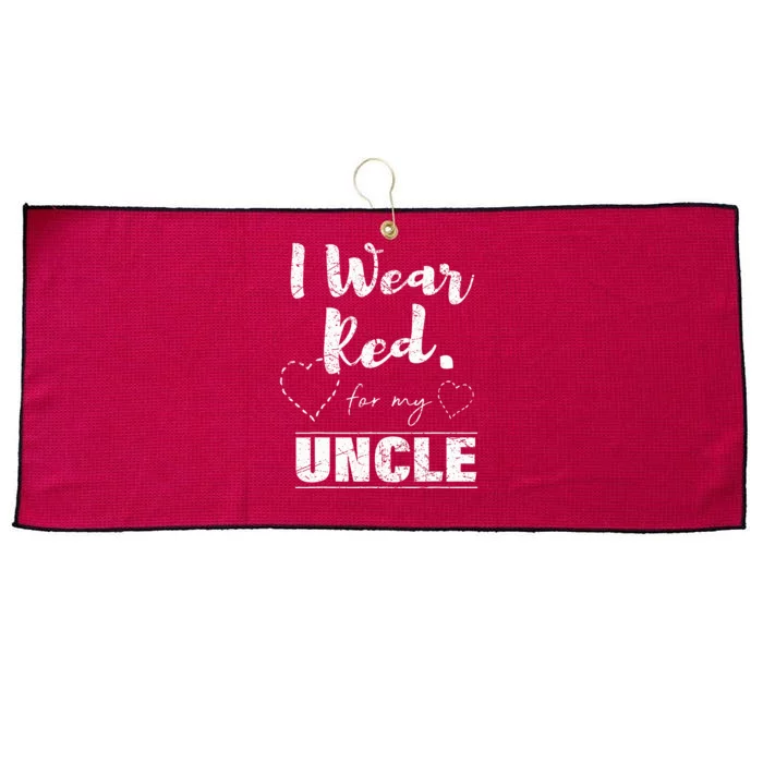 I Wear Red for my Uncle Tee Heart Disease Awareness Gift Large Microfiber Waffle Golf Towel