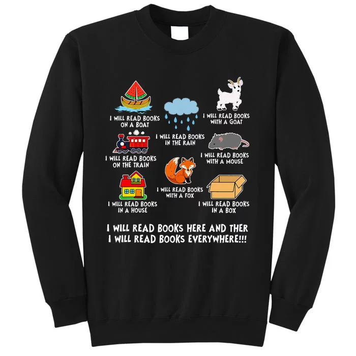 I Will Read Books On A Boat And Everywhere Library Tall Sweatshirt