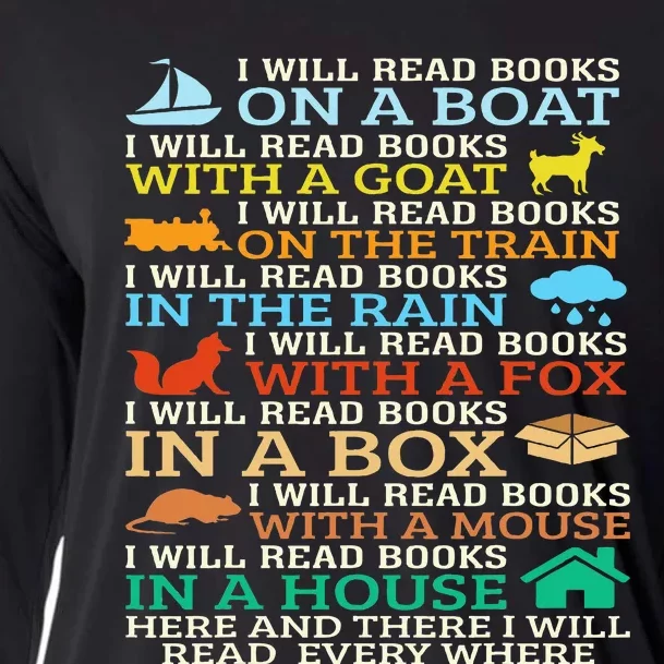 I Will Read Books On A Boat & Everywhere Reading Gifts Cooling Performance Long Sleeve Crew