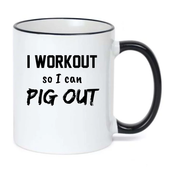 I Workout So I Can Pig Out Funny Gym Fitness Food Humor Funny Gift Black Color Changing Mug