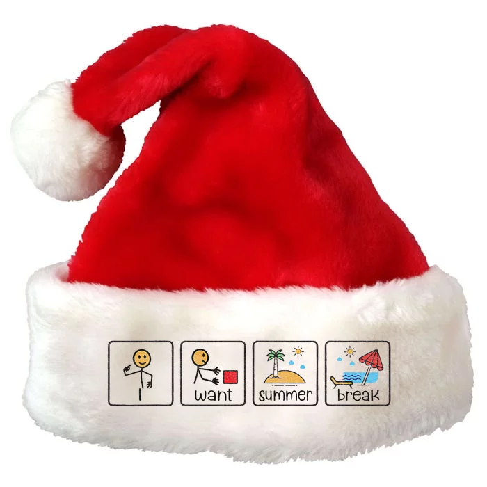 I Want Summer Break Teacher Last Day Of School Premium Christmas Santa Hat