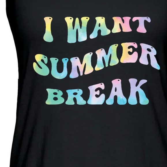 I Want Summer Break Teacher Last Day Of School Groovy Ladies Essential Flowy Tank