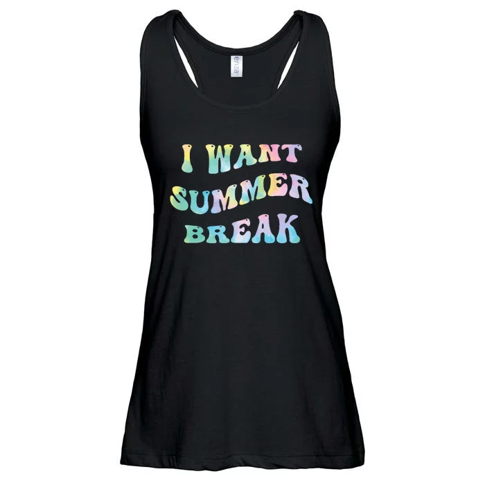 I Want Summer Break Teacher Last Day Of School Groovy Ladies Essential Flowy Tank