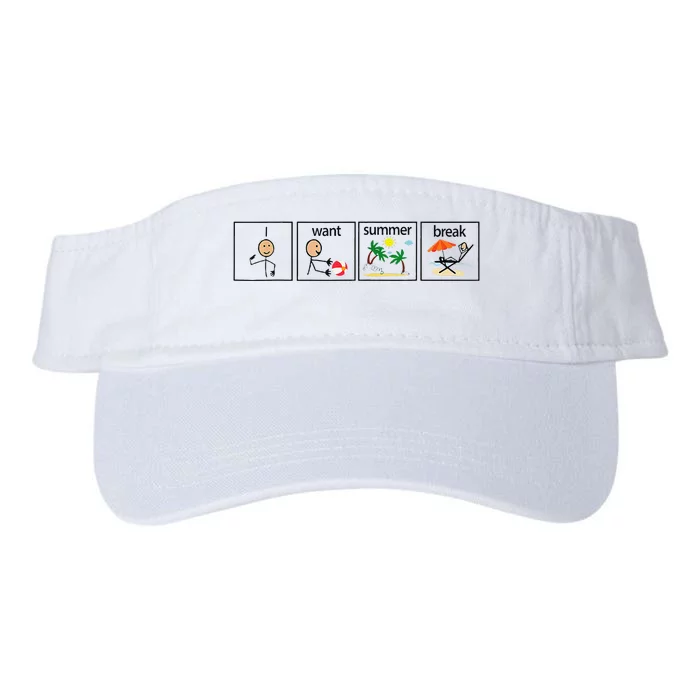 I Want Summer Break Teacher Last Day Of School Vacation Valucap Bio-Washed Visor