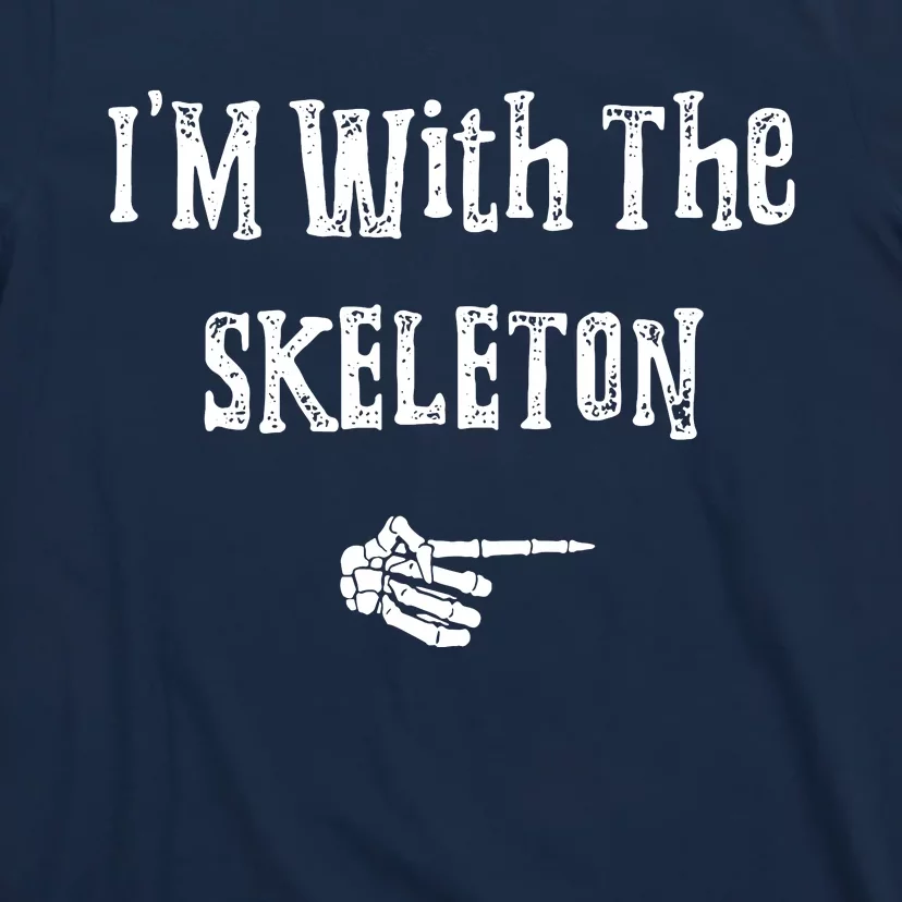 Im With Skeleton Halloween Costume Funny Couples Matching T-Shirt