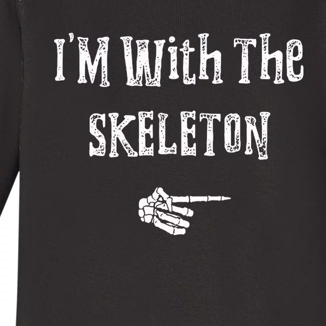 Im With Skeleton Halloween Costume Funny Couples Matching Baby Long Sleeve Bodysuit