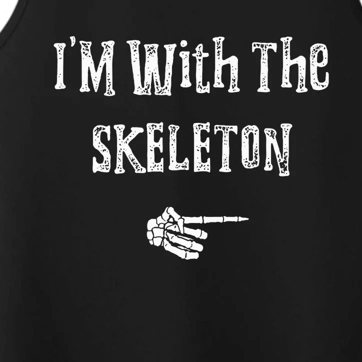 Im With Skeleton Halloween Costume Funny Couples Matching Performance Tank