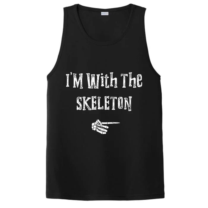 Im With Skeleton Halloween Costume Funny Couples Matching Performance Tank