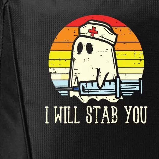 I Will Stab You Ghost Nurse Retro Funny Halloween City Backpack