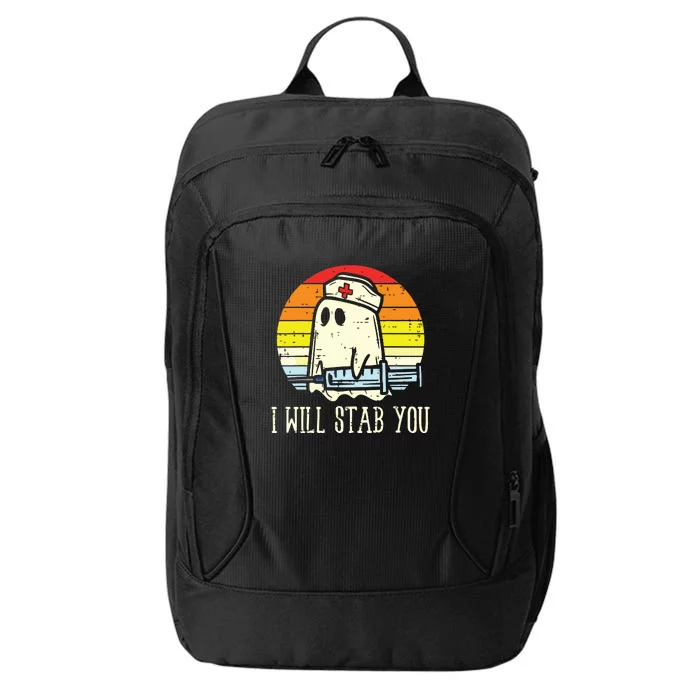 I Will Stab You Ghost Nurse Retro Funny Halloween City Backpack