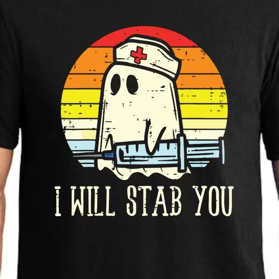 I Will Stab You Ghost Nurse Retro Funny Halloween Pajama Set