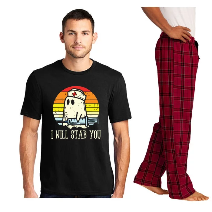 I Will Stab You Ghost Nurse Retro Funny Halloween Pajama Set