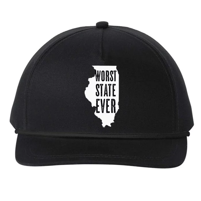 Illinois Worst State Ever IL Sucks Funny Graphic Snapback Five-Panel Rope Hat