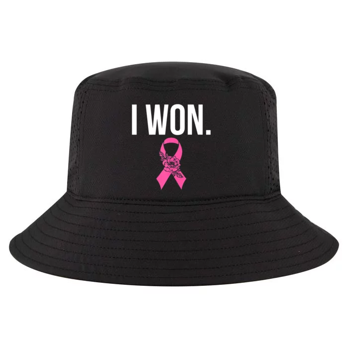 I Won Survivor Fighter Breast Cancer Awareness Pink Ribbon Cool Comfort Performance Bucket Hat