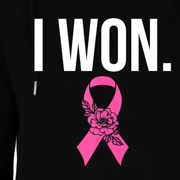 I Won Survivor Fighter Breast Cancer Awareness Pink Ribbon Womens Funnel Neck Pullover Hood