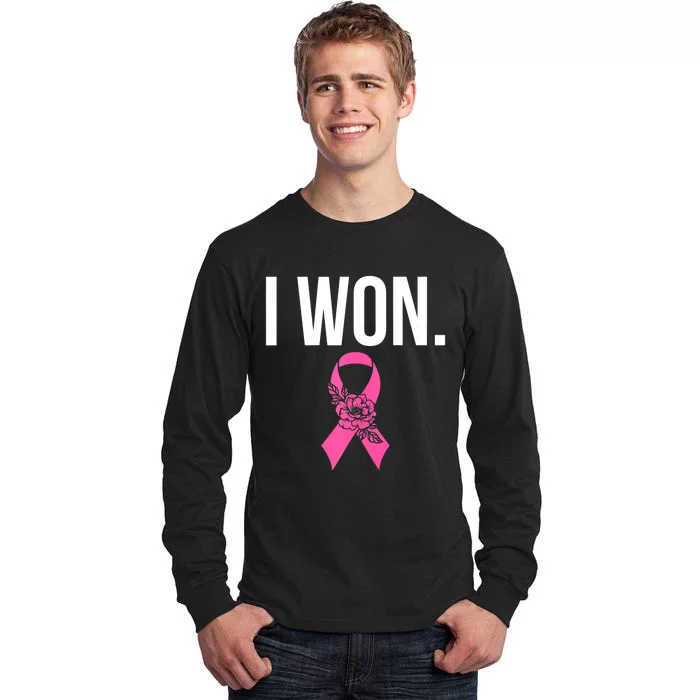 I Won Survivor Fighter Breast Cancer Awareness Pink Ribbon Tall Long Sleeve T-Shirt