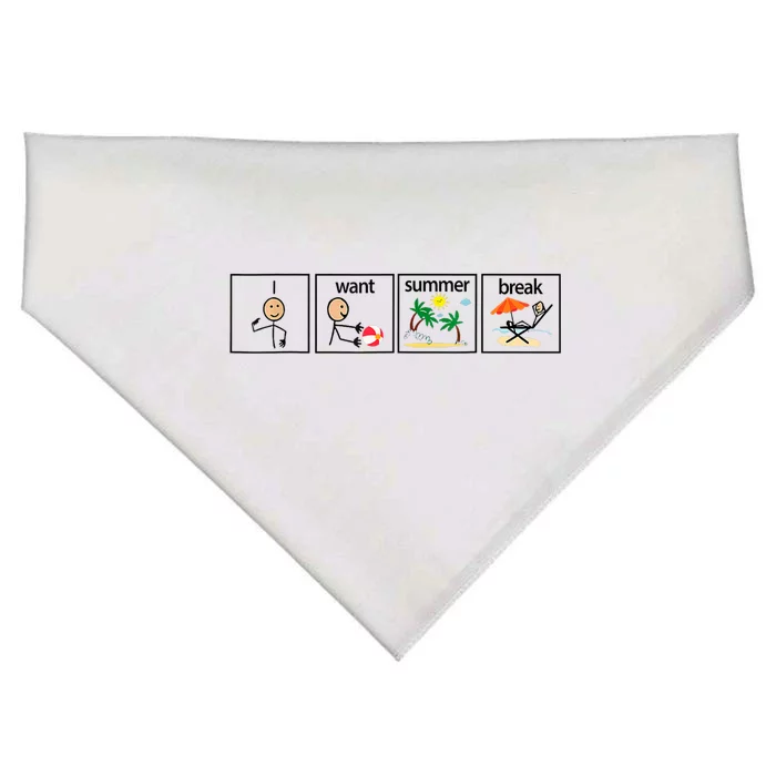 I Want Summer Break Teacher Last Day Of School Vacation USA-Made Doggie Bandana