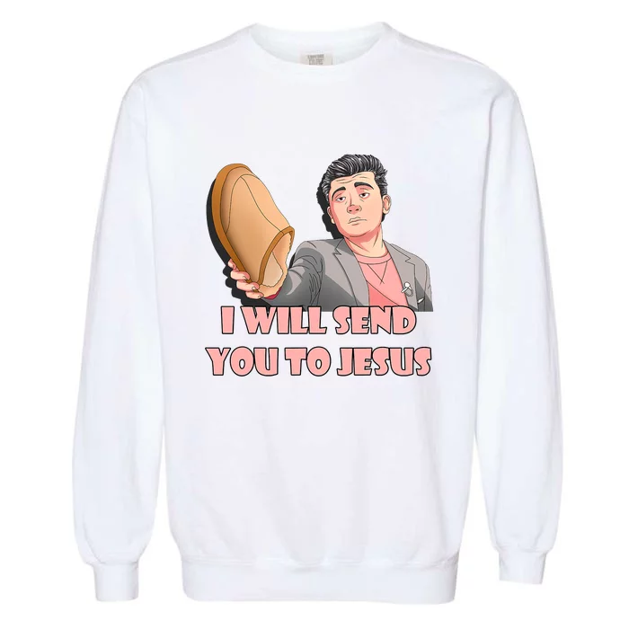 I Will Send You To Jesus Funny Asian Guy Asian Stereotypes Garment-Dyed Sweatshirt