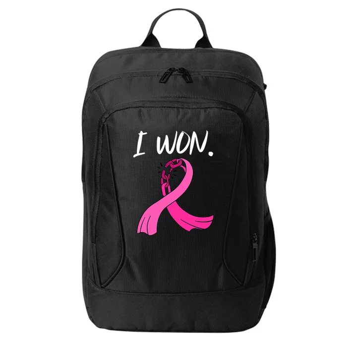 I Won Survivor Breast Cancer Awareness Support Mom Wife City Backpack