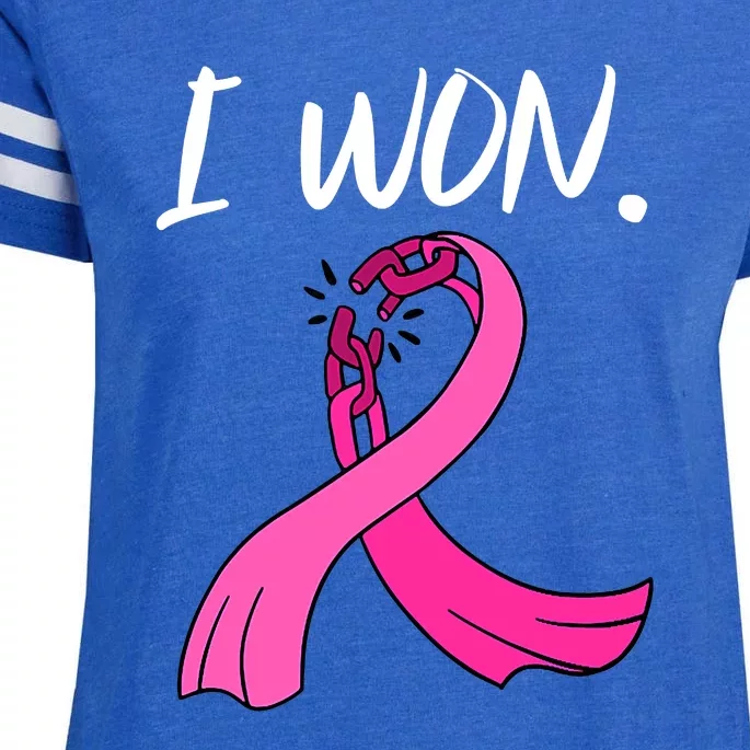 I Won Survivor Breast Cancer Awareness Support Mom Wife Enza Ladies Jersey Football T-Shirt