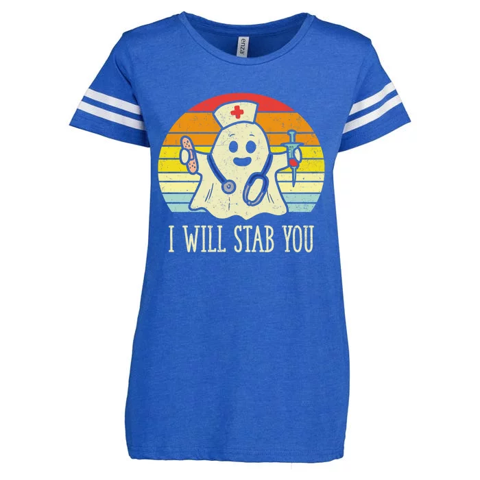 I Will Stab You Nurse Ghost Scrub Halloween For Nurses Rn Cute Gift Enza Ladies Jersey Football T-Shirt