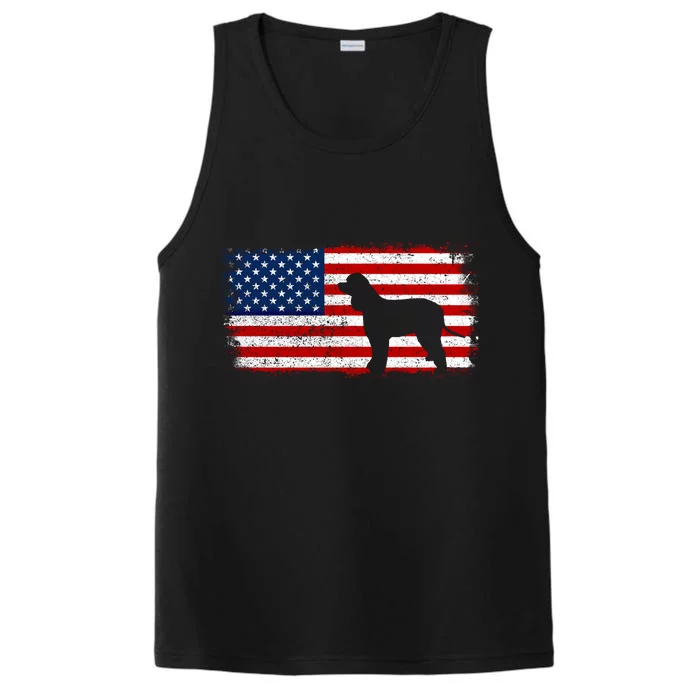 Irish Water Spaniel Patriotic Gift American Flag Vintage Gift Performance Tank