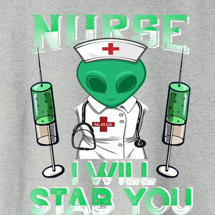 I Will Stab You Sarcastic Alien Nurse Halloween Costume Gift Women's Crop Top Tee