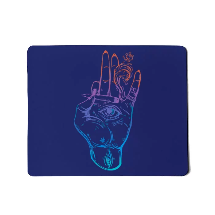 Illuminati Weed Smoking Spliff Hand Stoner 420 Mousepad