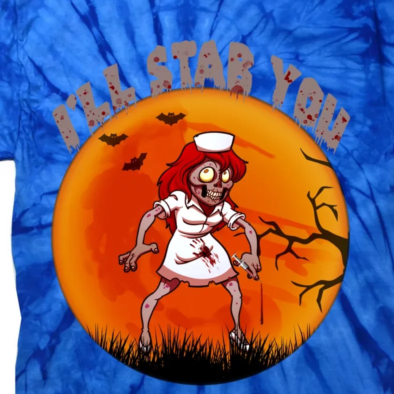 I Will Stab You Zombie Nurse Blood Halloween Scary Sunset Cool Gift Tie-Dye T-Shirt