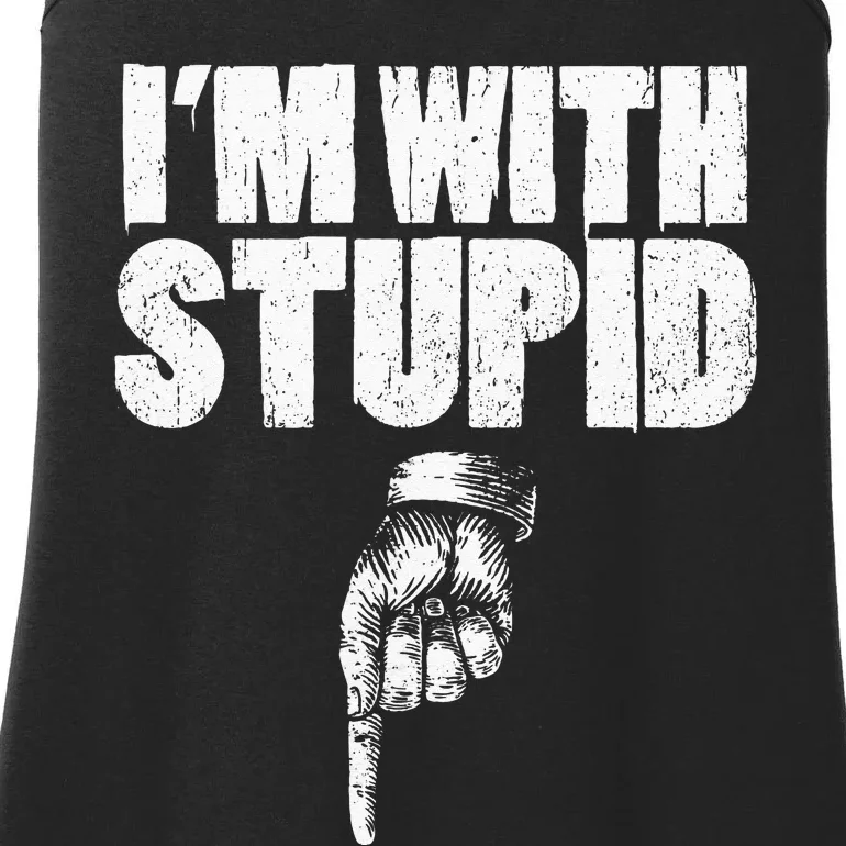 I'm With Stupid Pointing Down Finger Down I'm With Stupid Ladies Essential Tank