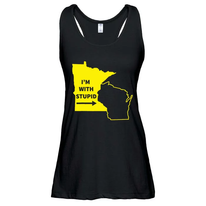 IM With Stupid Minnesota Wisconsin Rivalry Gift Ladies Essential Flowy Tank