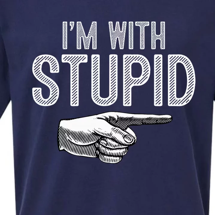 IM With Stupid Funny Couples Im With Stupid Sueded Cloud Jersey T-Shirt