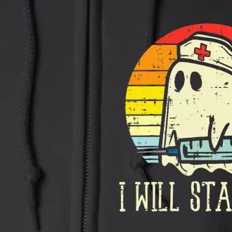 I Will Stab You Ghost Nurse Retro Funny Halloween For Nurses Full Zip Hoodie