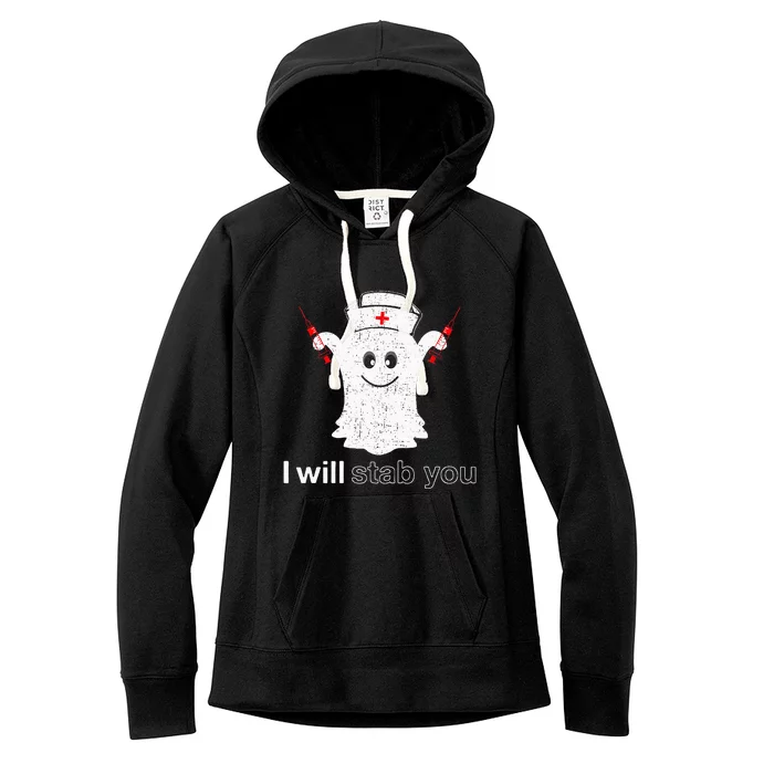 I Will Stab You Ghost Pumpkin Nurse Women's Fleece Hoodie