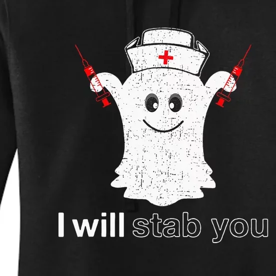 I Will Stab You Ghost Pumpkin Nurse Women's Pullover Hoodie