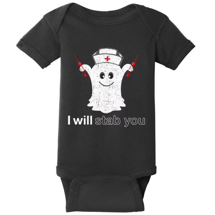 I Will Stab You Ghost Pumpkin Nurse Baby Bodysuit