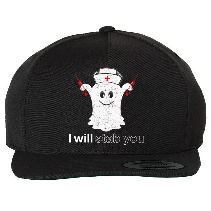 I Will Stab You Ghost Pumpkin Nurse Wool Snapback Cap