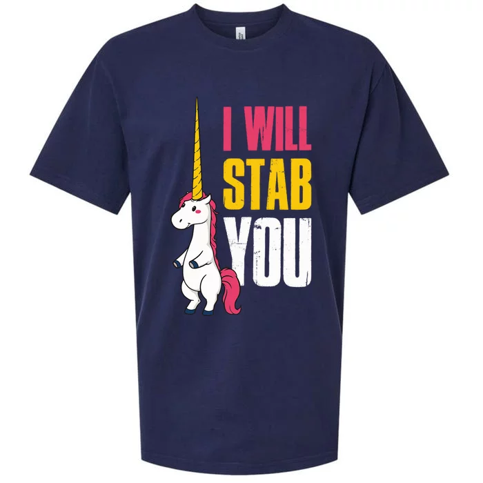 I Will Stab You Unicorn Cool Gift Sueded Cloud Jersey T-Shirt