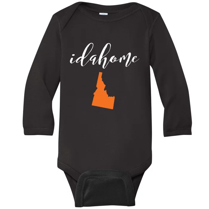 Idahome With State Of Idaho Baby Long Sleeve Bodysuit