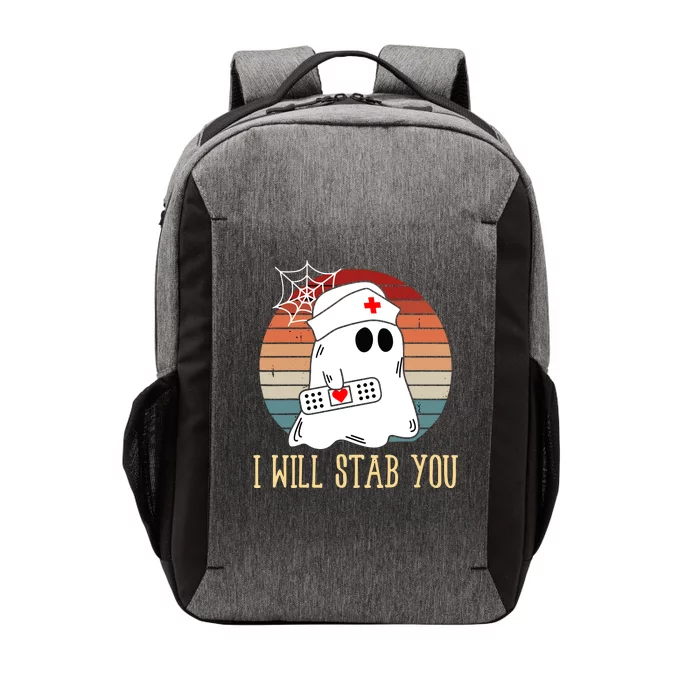 I Will Stab You Ghost Nurse Retro Funny Halloween For Nurses Gift Vector Backpack