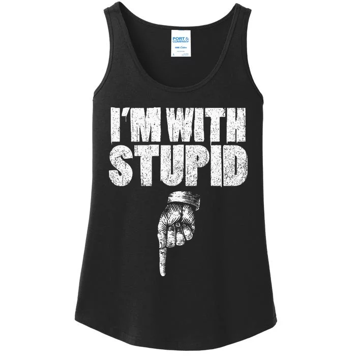 IM With Stupid Pointing Down Finger Down IM With Stupid Ladies Essential Tank