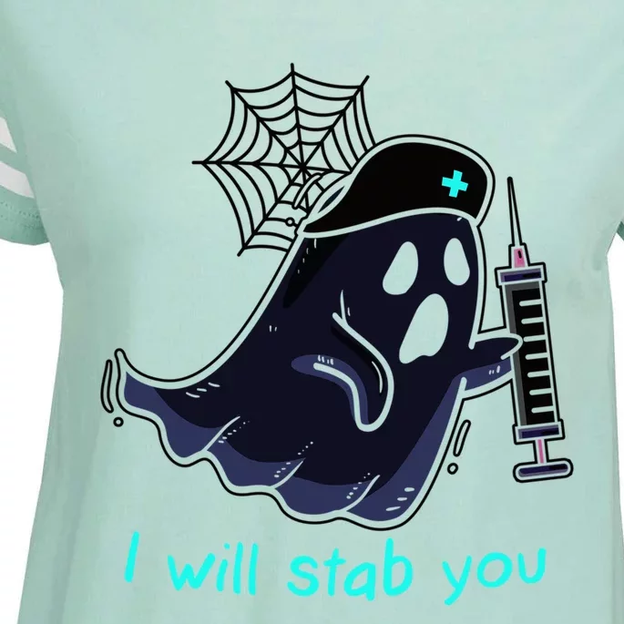 I Will Stab You Halloween Nurse Ghost I Will Stab You Funny Gift Enza Ladies Jersey Football T-Shirt