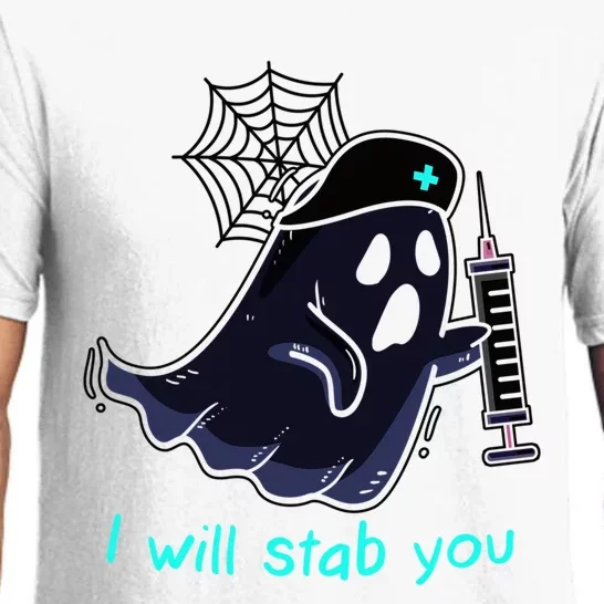 I Will Stab You Halloween Nurse Ghost I Will Stab You Funny Gift Pajama Set