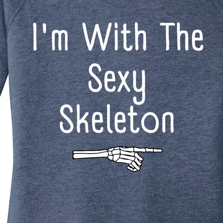 I'm With Sexy Skeleton Halloween Costume Funny Last Minute Women's Perfect Tri Tunic Long Sleeve Shirt